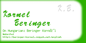 kornel beringer business card